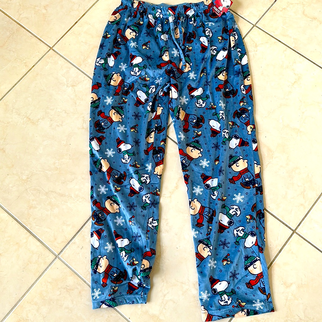Christmas Theme Peanuts Gray L Pajama Pants